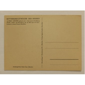 Postkarte - Ritterkreuzträger der Wehrmacht Alfred Germer. Espenlaub militaria